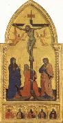 Nardo di Cione Crucifixion Scene with Mourners SS.Jerome,James the Lesser,Paul,James the Greater,and Peter Martyr oil on canvas